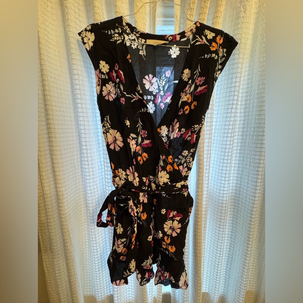 LOFT Black Floral Jumpsuit